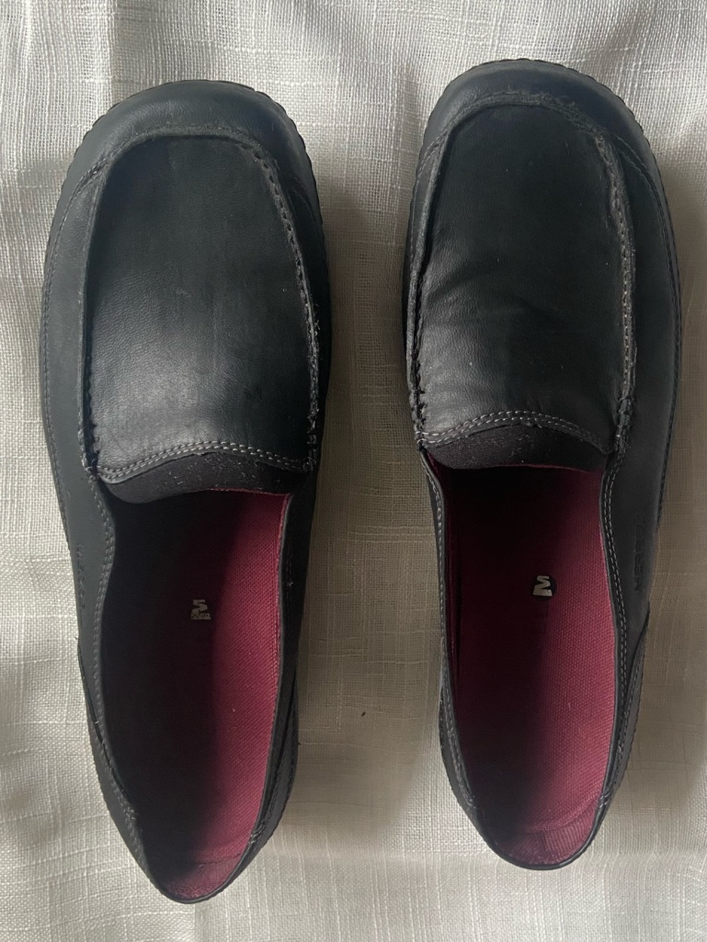 Merrell Women Namak Moc Slip on Loafer Shoes Black Leather Size US 9.5 Comfort